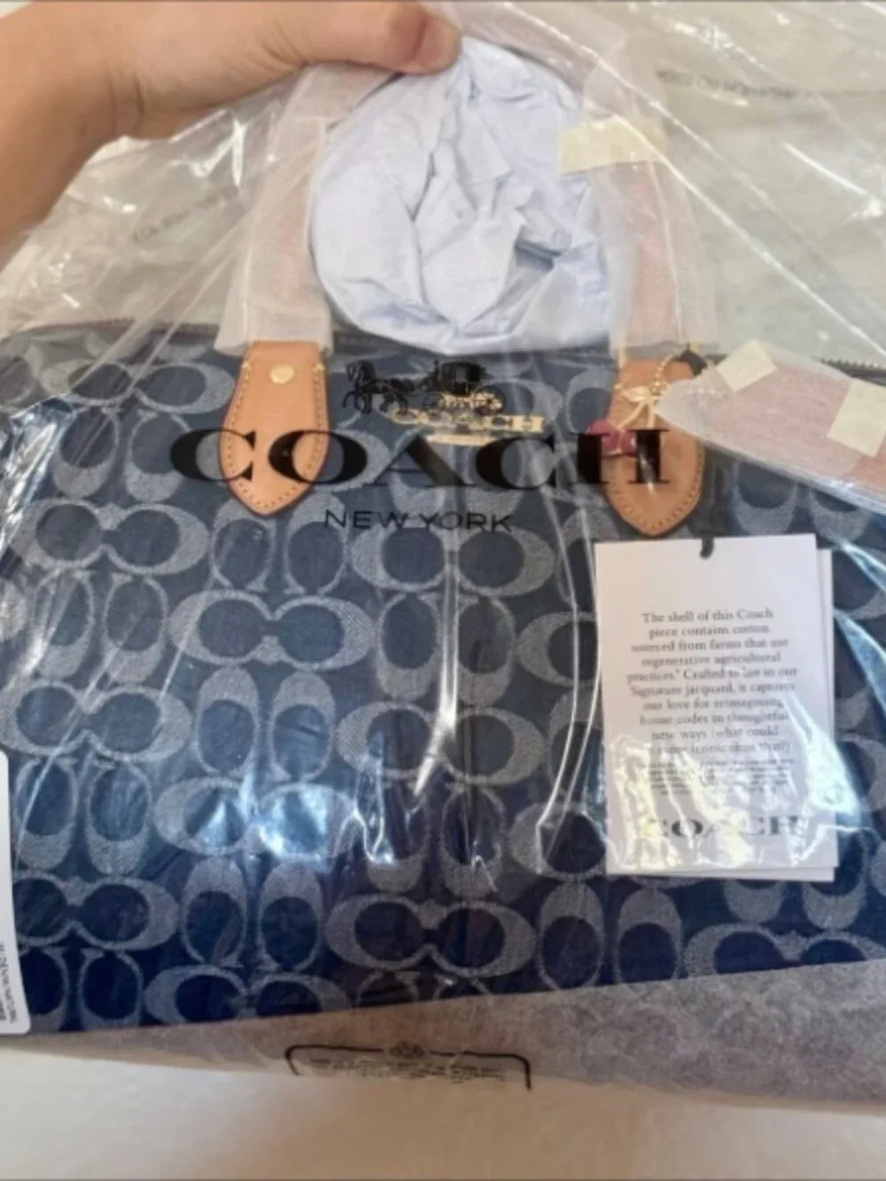 Coach Rowan Satchel Bag In Signature Denim Canvas NWT CY699 - Picture 4 of 6